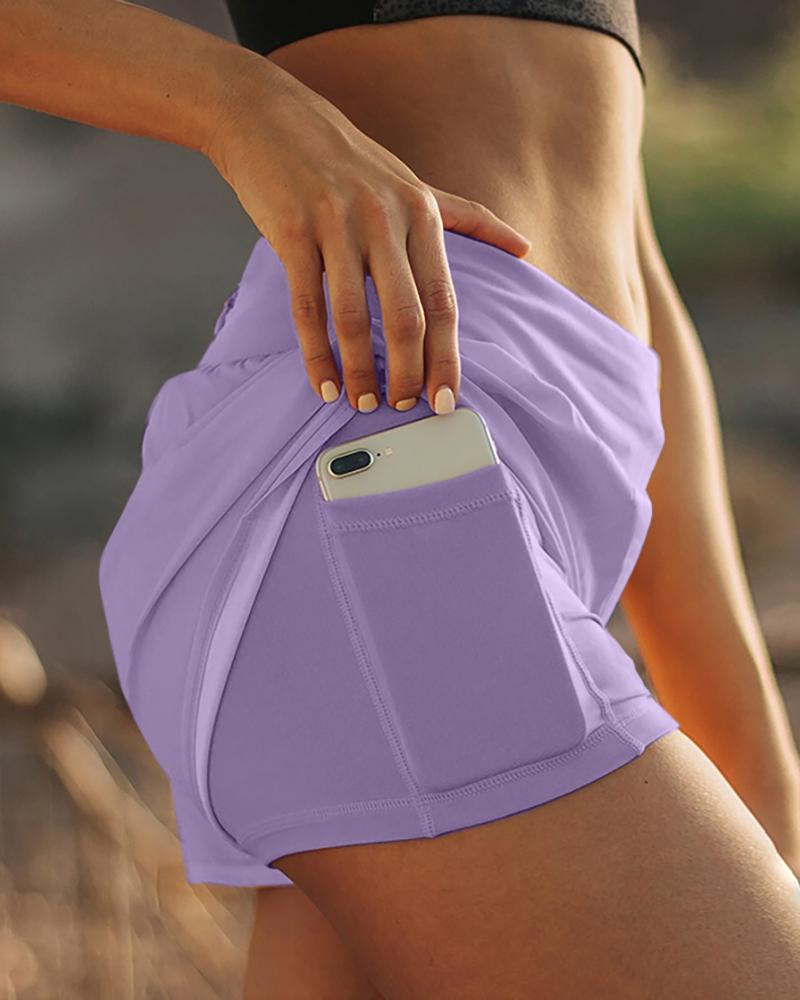 

Pocket Design High Waist Sporty Shorts, Purple