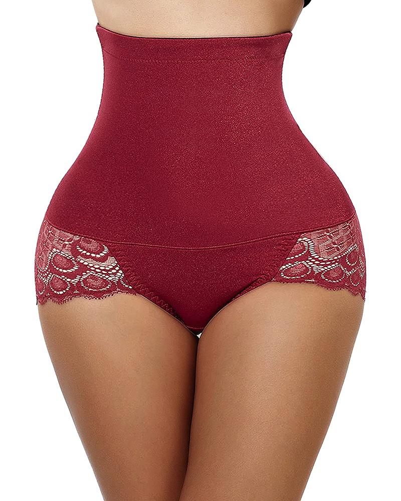 

Lace Body Shaper Tummy Control Panty Slim Waist Trainer, Wine red
