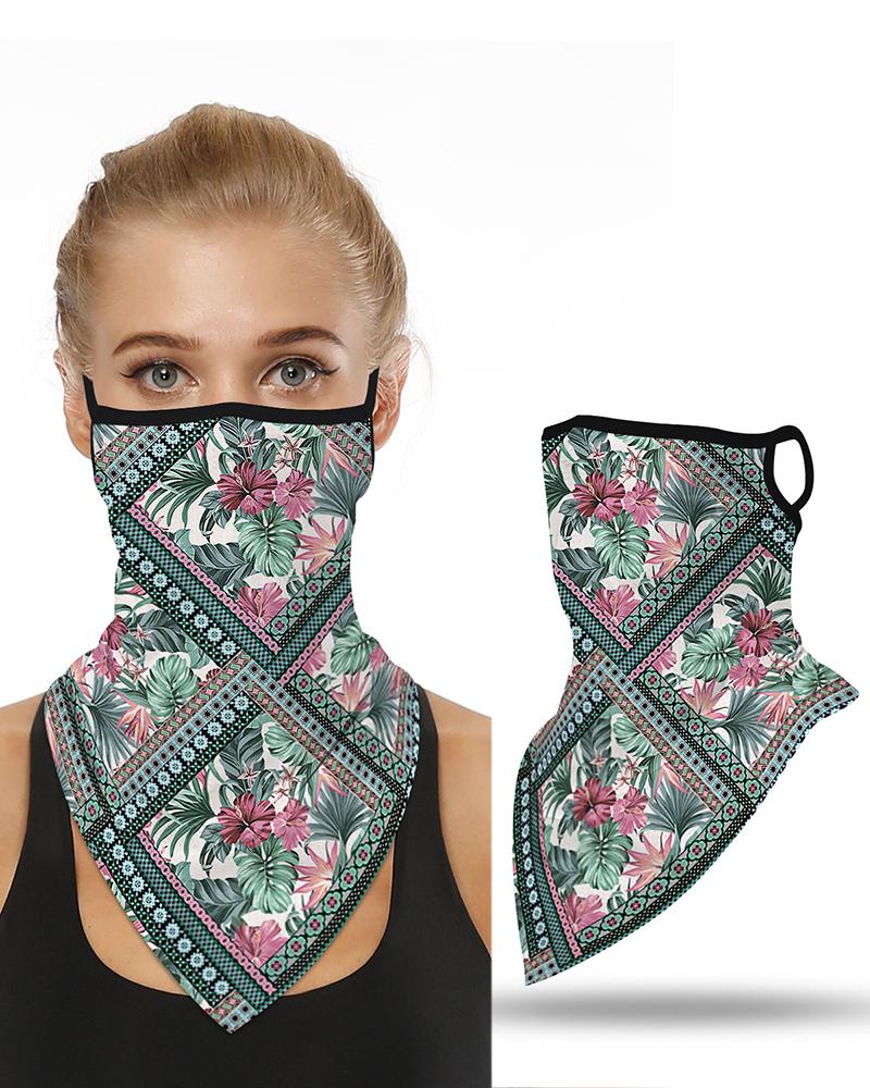 

Floral Print Breathable Ear Loop Face Cover Windproof Motorcycling Dust Outdoors, Green