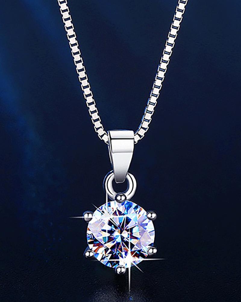 

Rhinestone Decor Charm Chain Necklace, Silver