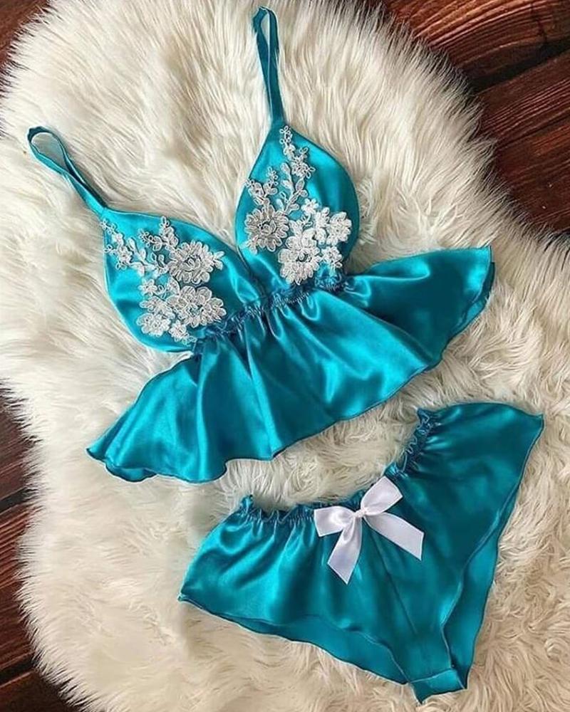 

Comfy Satin Tank Panties Pajamas Sets, Blue