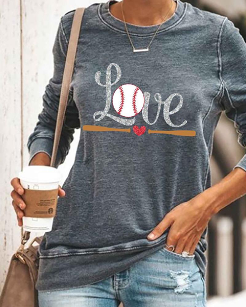 

Letter Print Long Sleeve Casual Tee, Style5