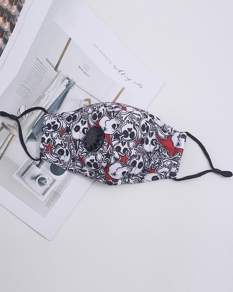 

Halloween Skull Print Breathable Face Mask With Valve, Style2