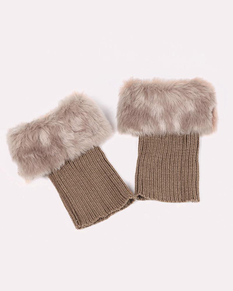 

Fluffy Winter Short Cable Knit Leg Warmers Boot Socks, Khaki