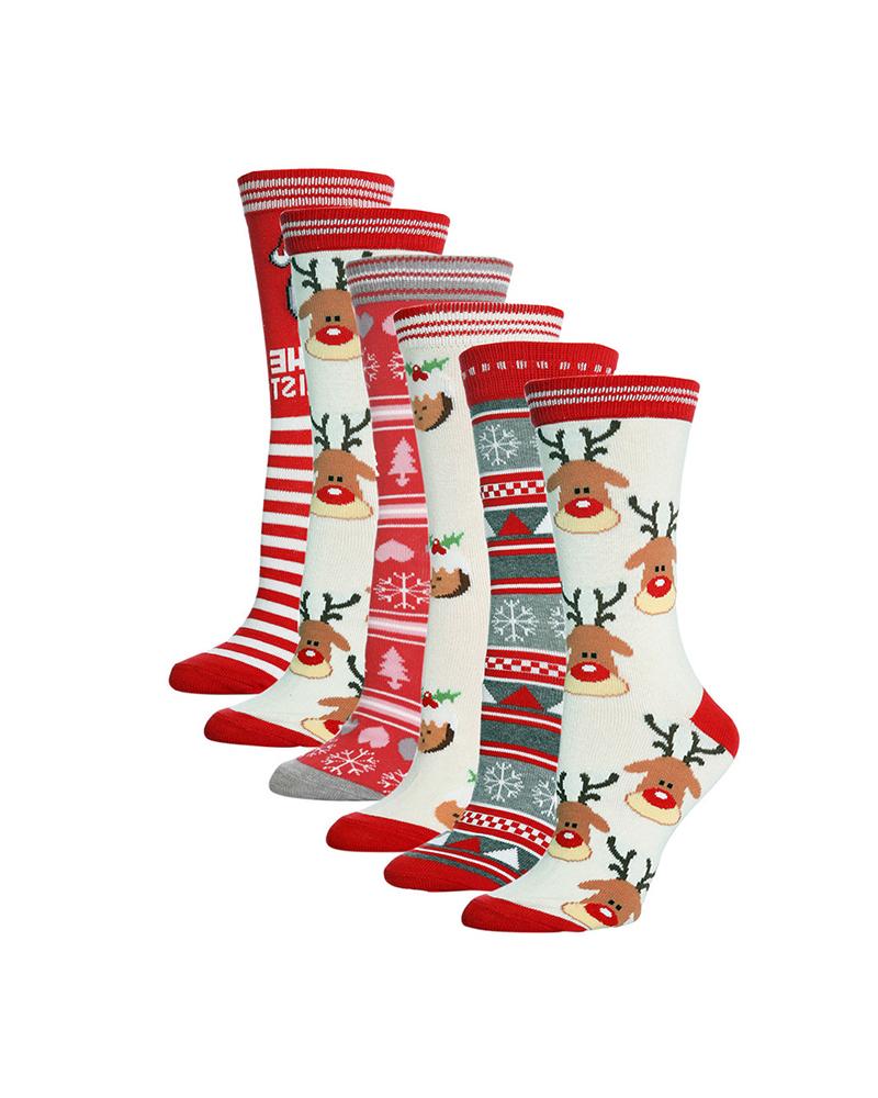 

Striped Christmas Pattern Print Socks, Style1