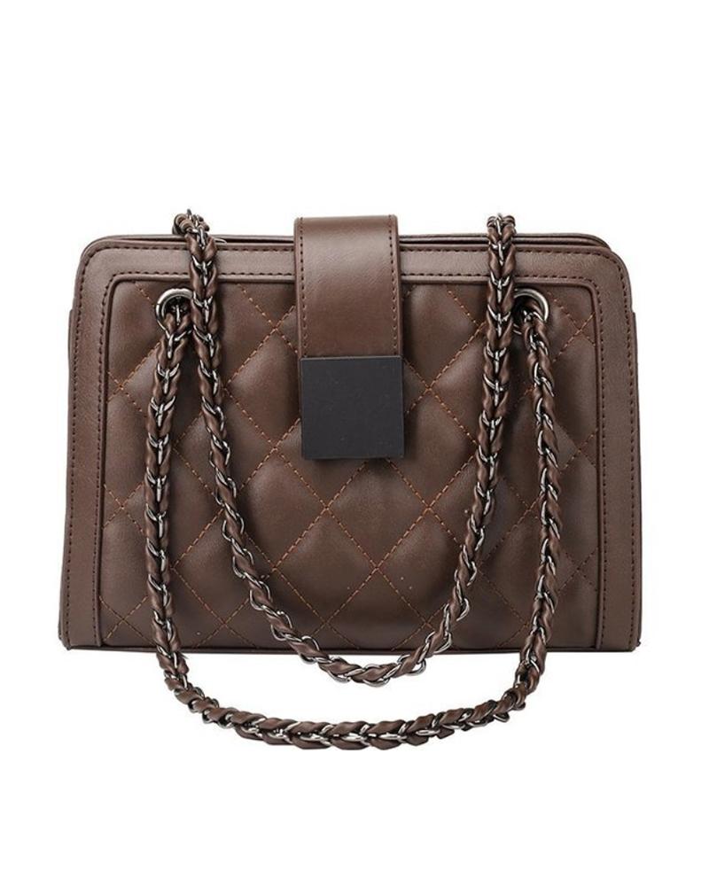 

Quilted Eyelet Chain Shoulder Bag, Brown