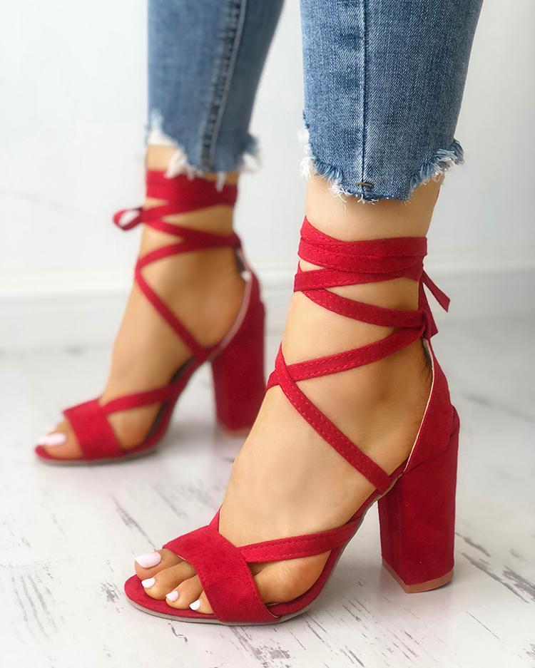 Solid Strappy Chunky Heeled Sandals Online. Discover hottest trend ...