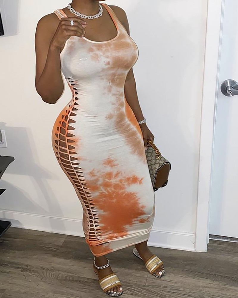 tie dye sleeveless dress