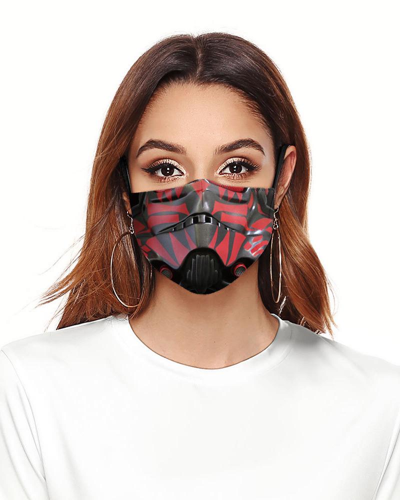 

Cartoon Print Colorblock Breathable Face Mask, Red