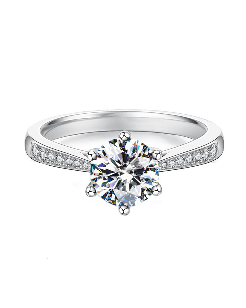 

Rhinestone Decor Adjustable Stud Rings, Silver
