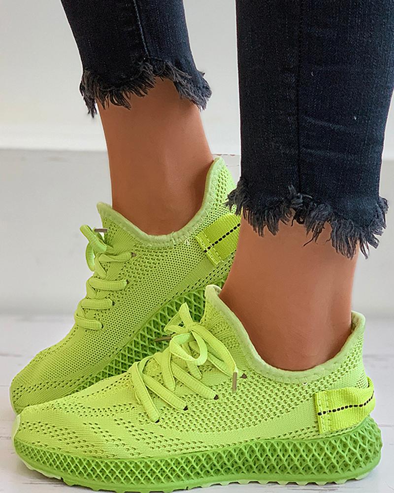 

Lace-up Knit Casual Sneaker, Green