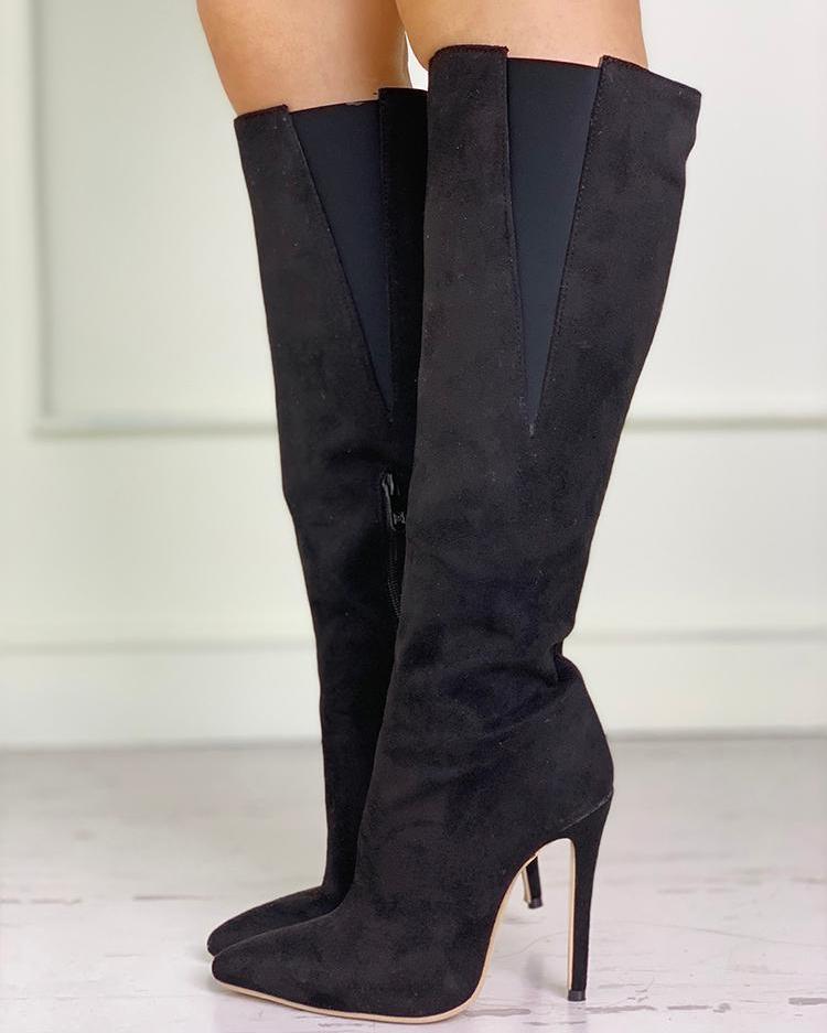 high heel knee length boots