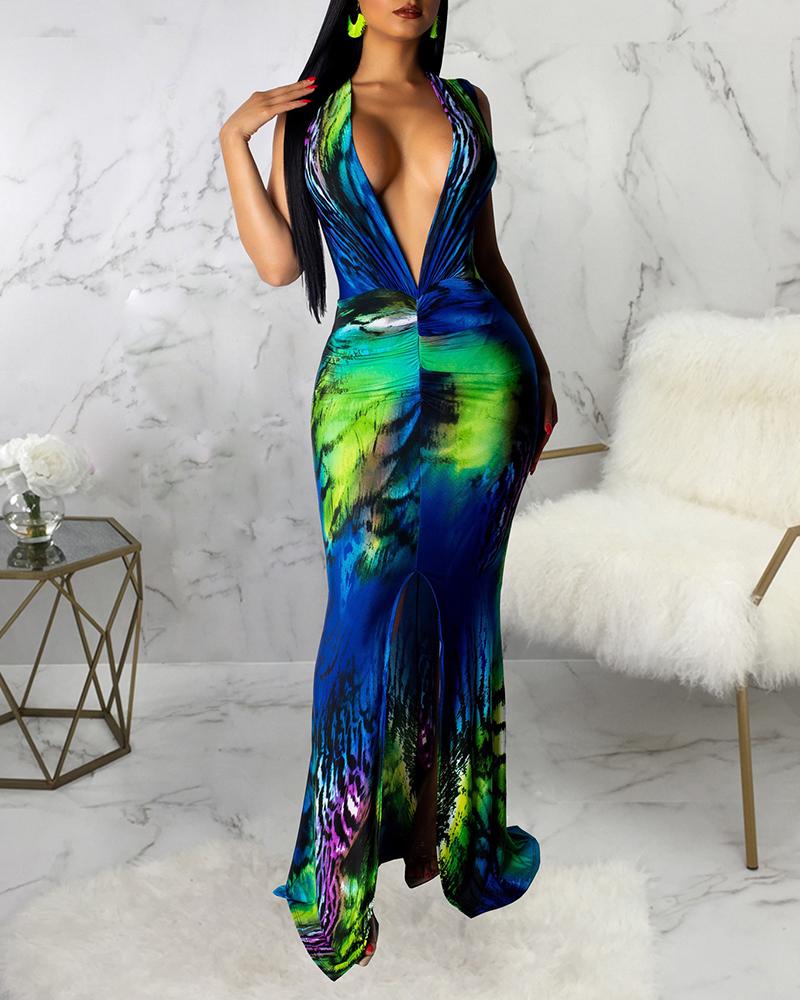 plunge maxi dress