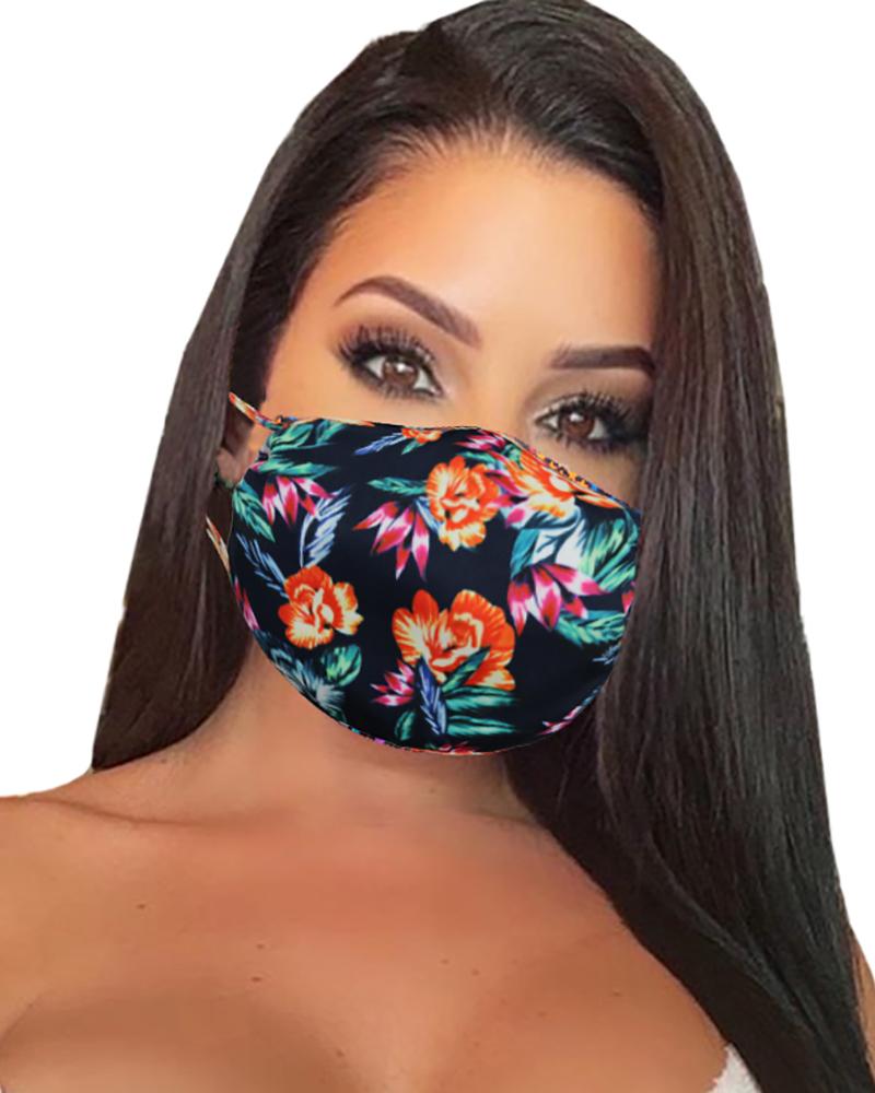 

Floral Print Breathable Mouth Mask Washable And Reusable, Orange