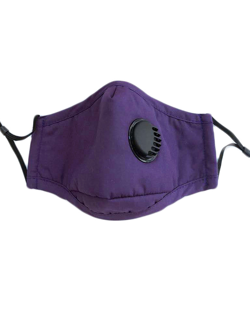 

Breathing Washable Ear Loop Valve Face Mask, Purple