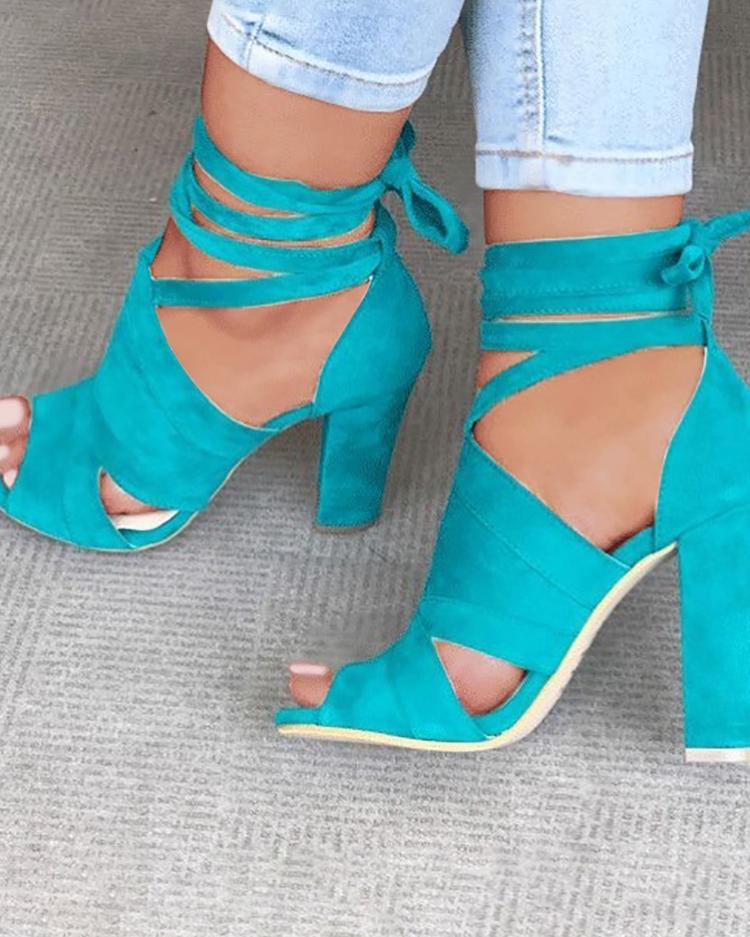 turquoise block heel sandals