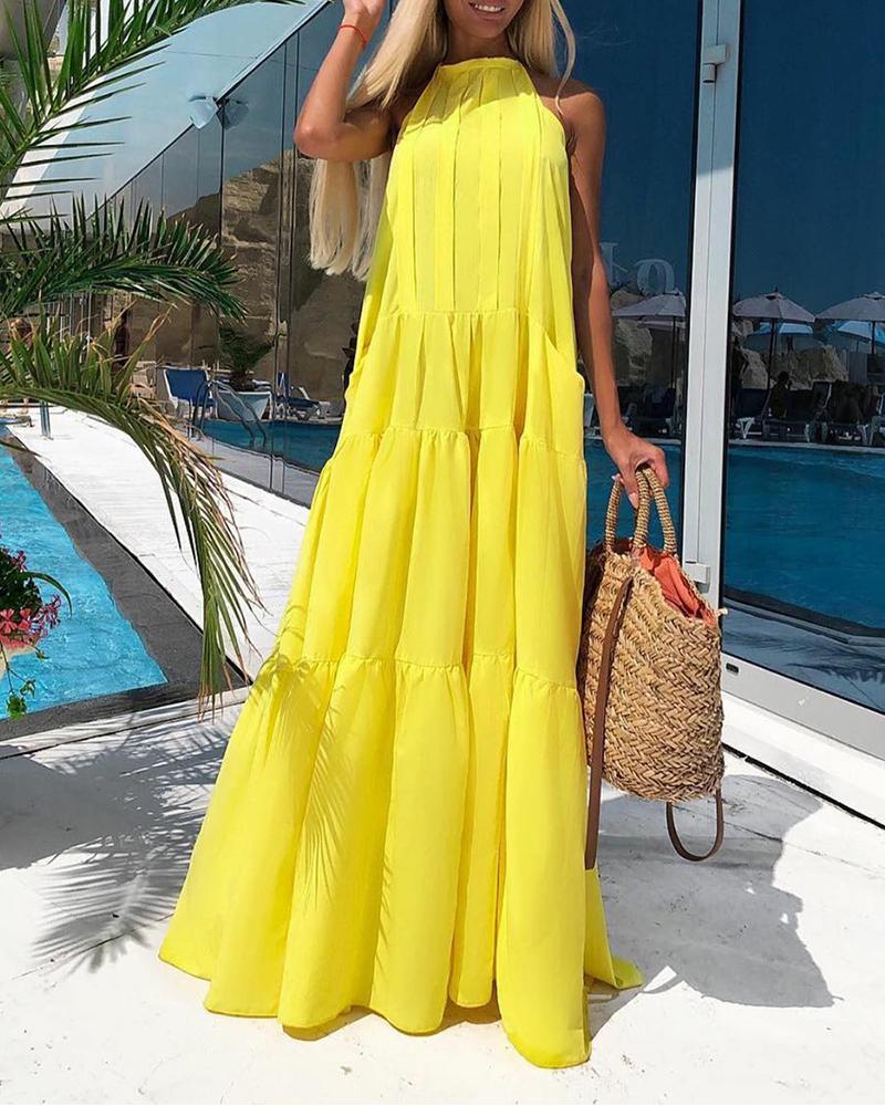 sleeveless tiered maxi dress