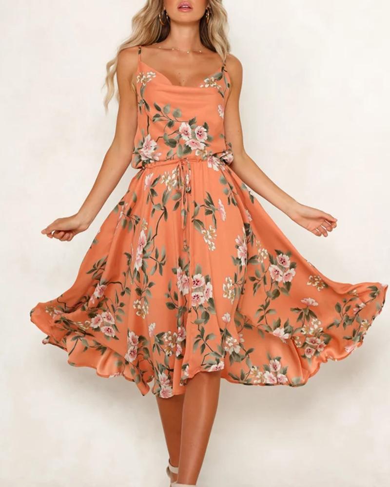 

Floral Cowl Neck Cami Dress, Orange