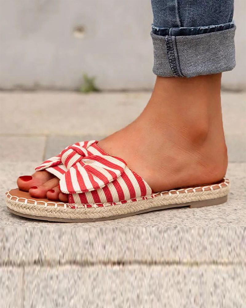 

Open-toe Bow Platform Sandals, Red