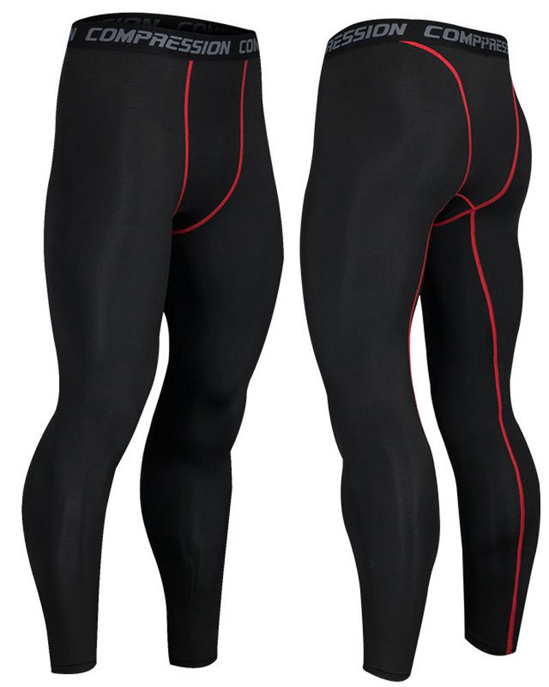 

Color Border Letter Banded Skinny High Elastic Pants, Red