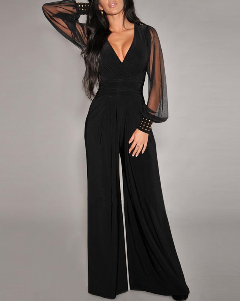 mesh leg jumpsuit