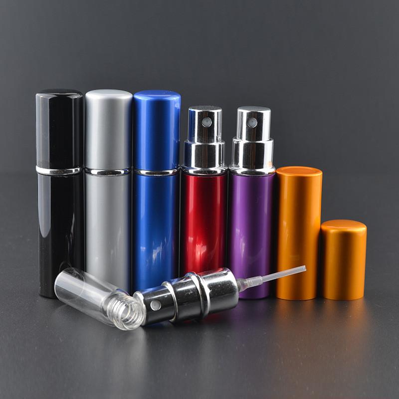 

Fashion Protable 5ml Mini Empty Refillable Perfume Atomizer Bottle Travel Scent Pump Portable Spray Case, Gold;red;blue;purple;silver