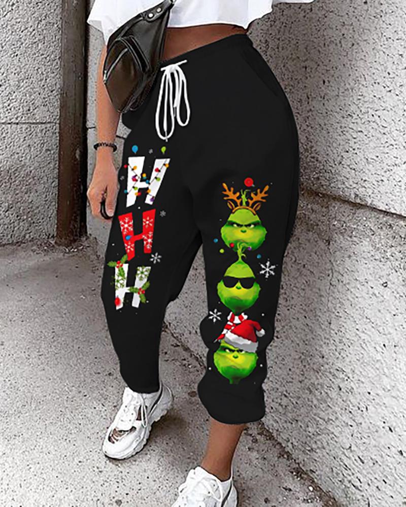 

Christmas Print Drawstring Casual Sweatpants, Style6