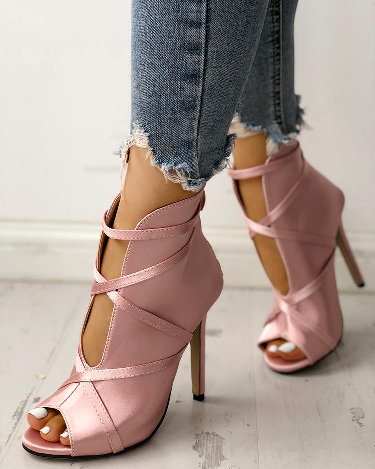 peep toe bandage pumps