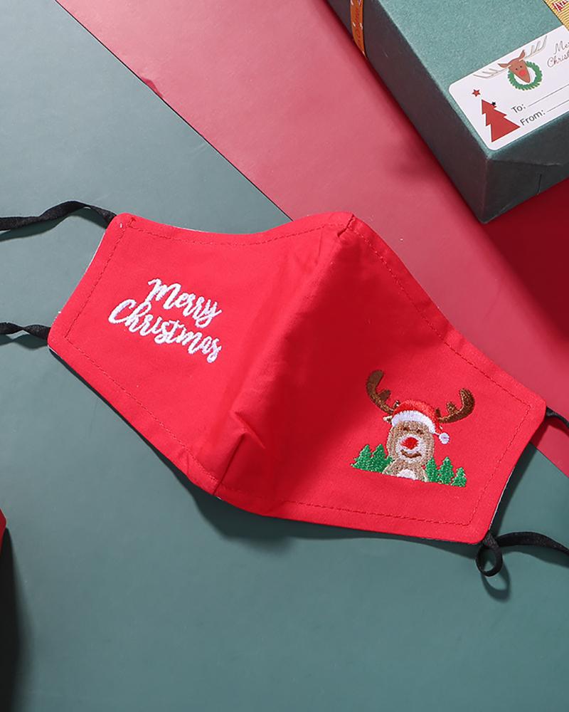 

Christmas Pattern Embroidery Face Mask With Filter For Kids, Style10