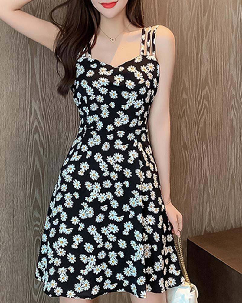 

Floral Multi Strap Cami Dress, Black