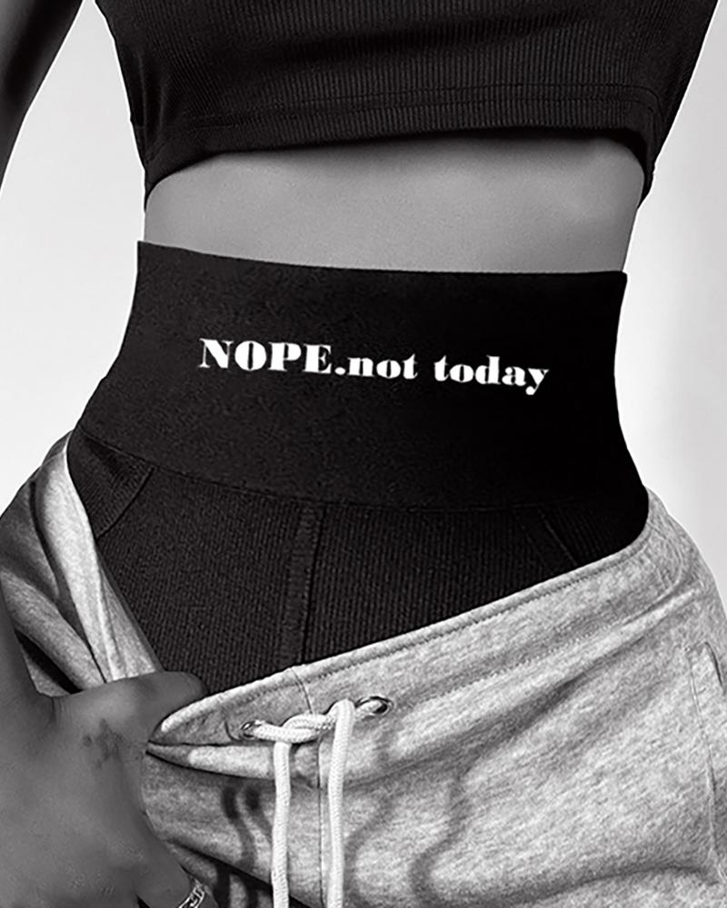 

Elastic Slogan High Waist Ribbed Sporty Panty Underpants, Black