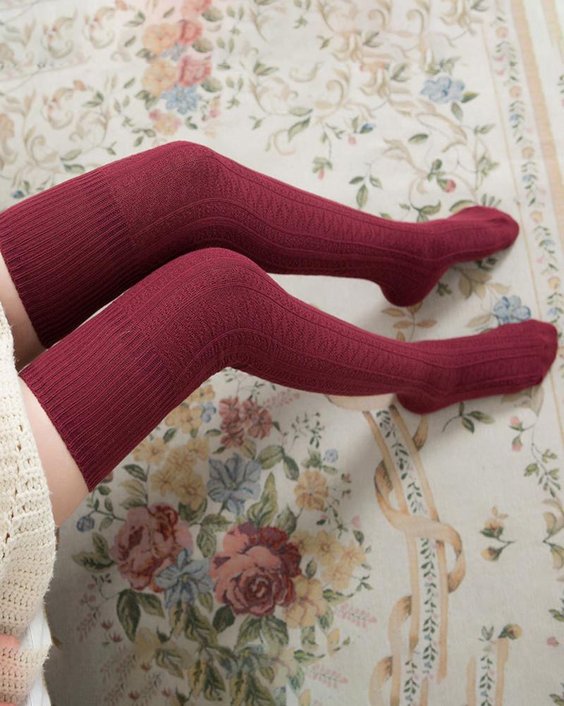 

Plain Over The Knee Stockings, Wine red