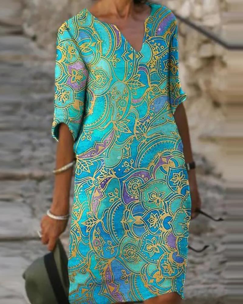 

Plus Size Colorblock Half Sleeve Work Dress, Green