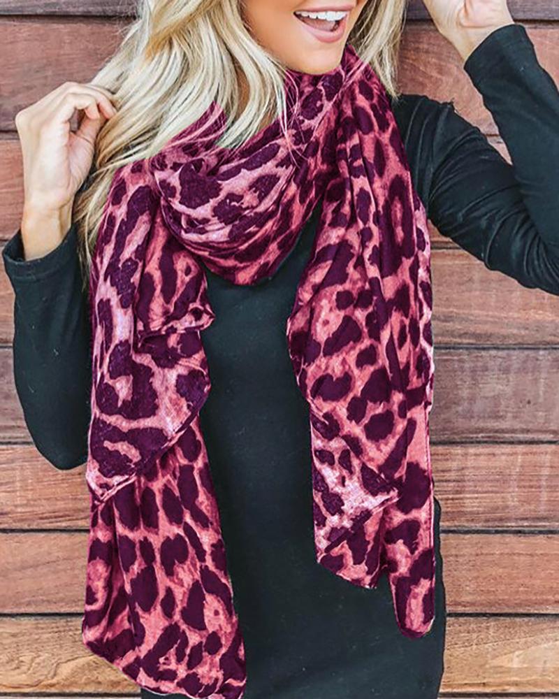 

Cheetah Print Silk Scarf, Pink