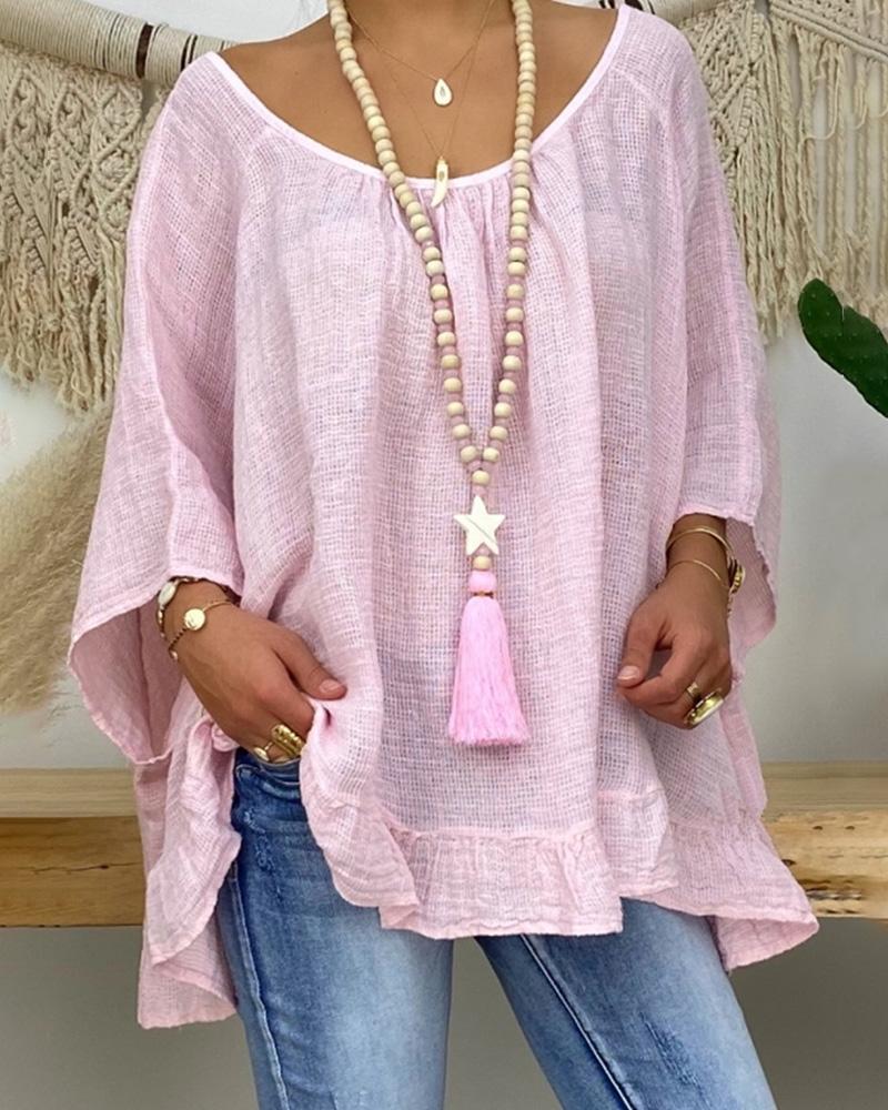 

Ruffles Trim Backless Solid Women Top, Pink