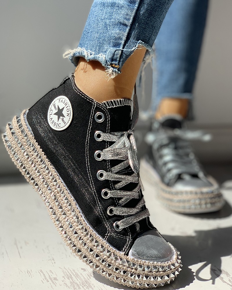 leopard rivet sneakers