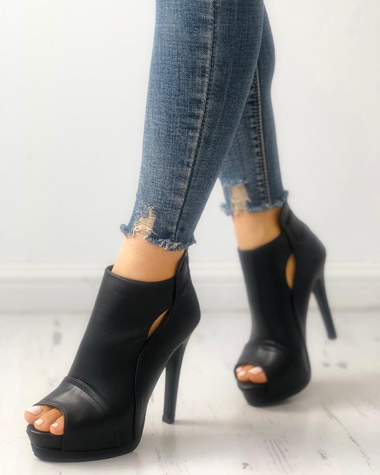 fashion peep toe cutout thin heels