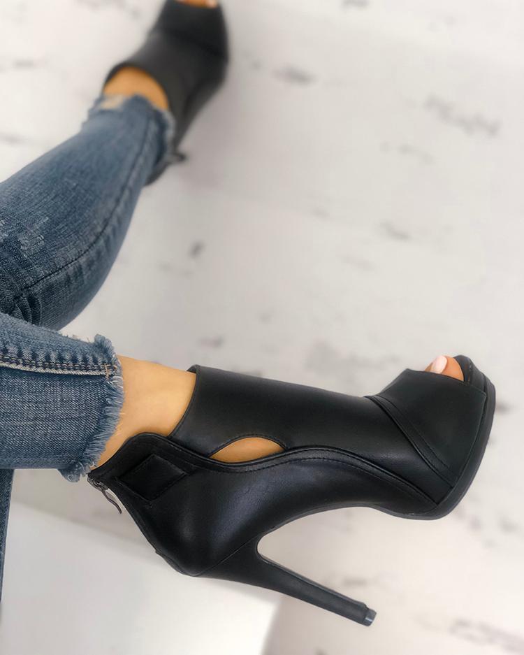 variedshoes cutout peep toe thin heeled heels