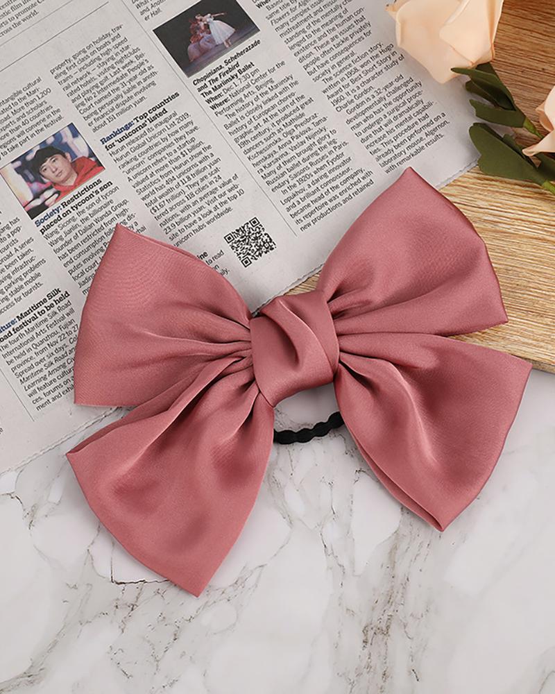 

Colourful Big Ribbon Bowknot Hair Clip, Pink