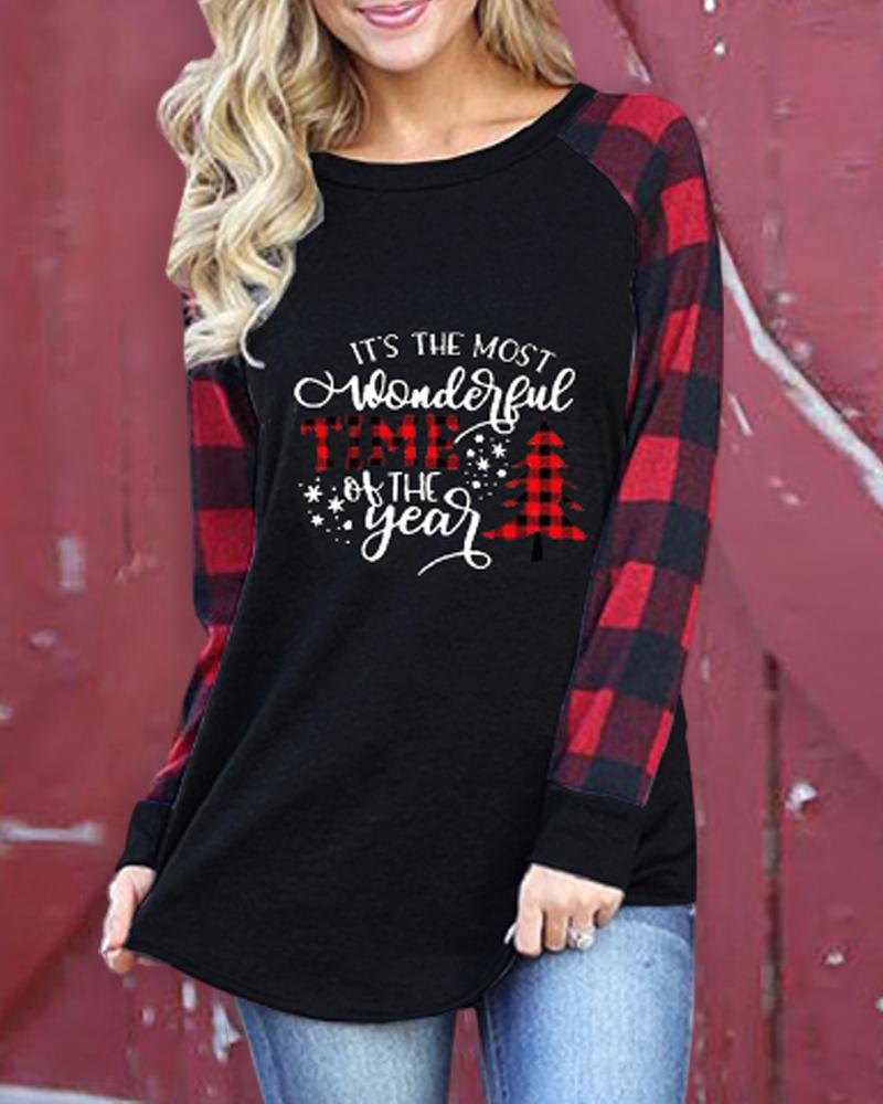 

Christmas Print Long Sleeve Casual Top, Style8