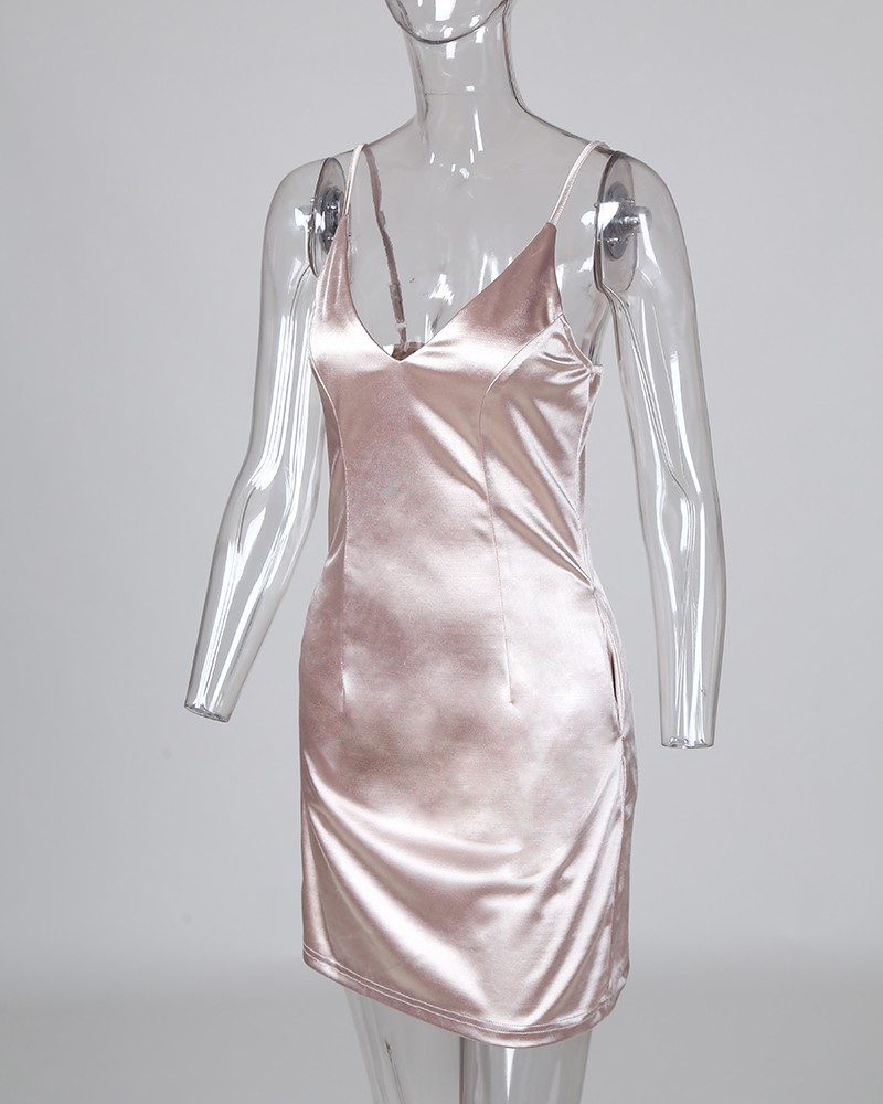 scoop neck satin dress