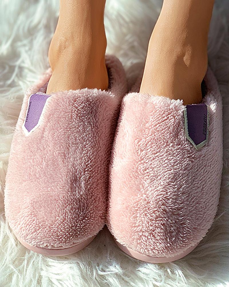 

Colorblock Closet Toe Fluffy Slippers, Pink