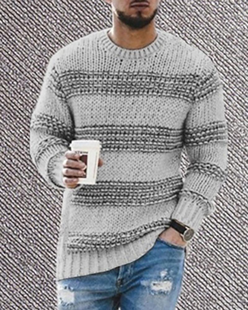 

Colorblock Long Sleeve Casual Sweater, Gray