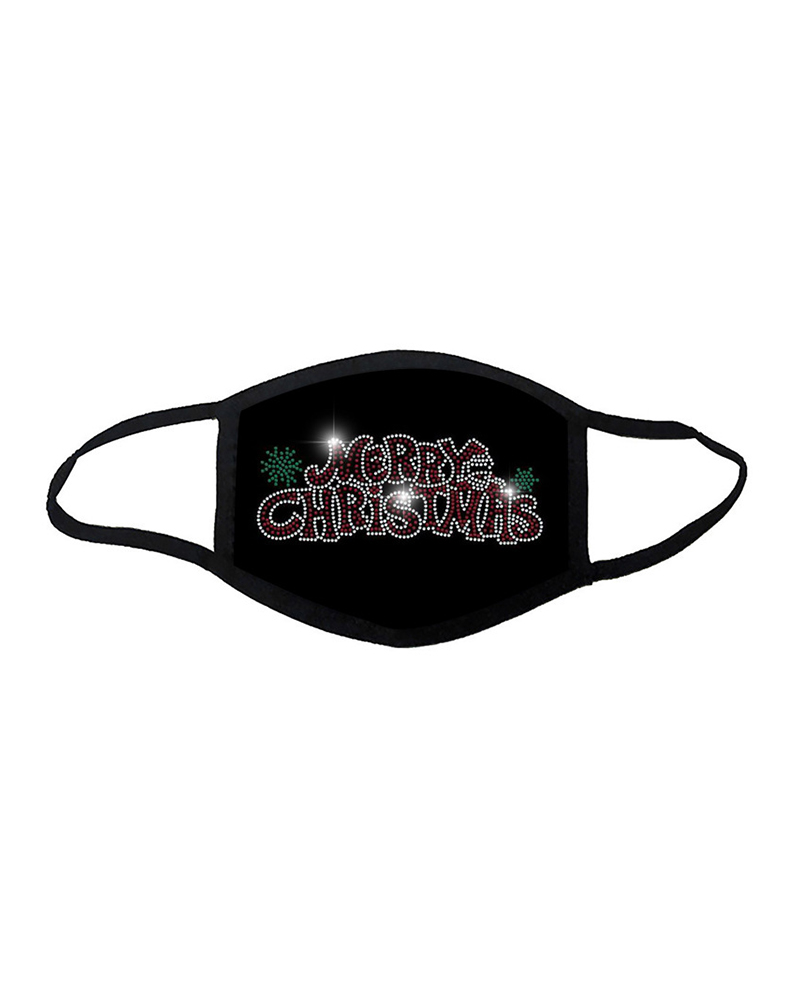

Christmas Letter Pattern Studded Breathable Face Mask, Style3
