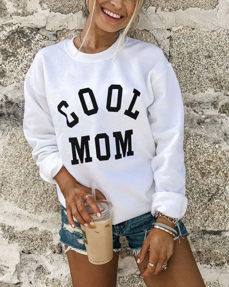 

Glue Print Round Neck Sweatshirt, White
