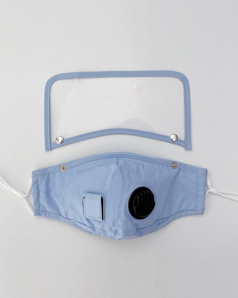 

Detachable Valve Visible Face Mask With Drinking Straw Hole, Blue