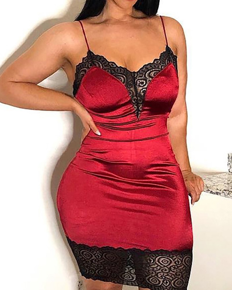 lace insert bodycon dress