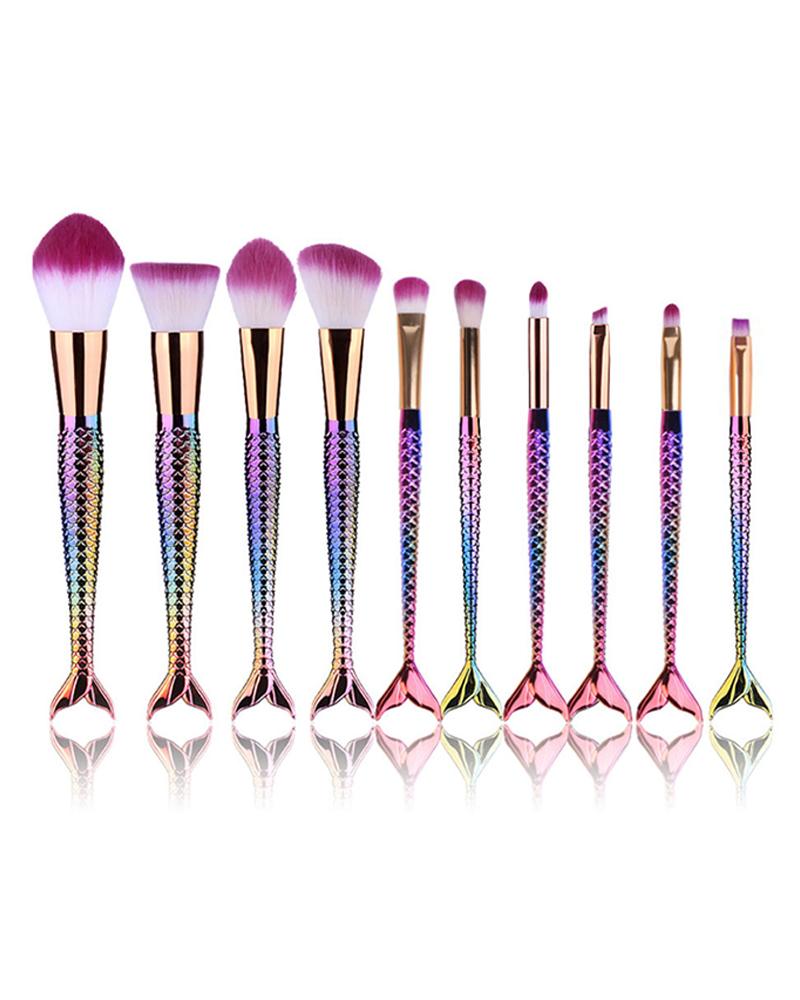 

10PCS Mermaid Handle Makeup Brush Set, Style3