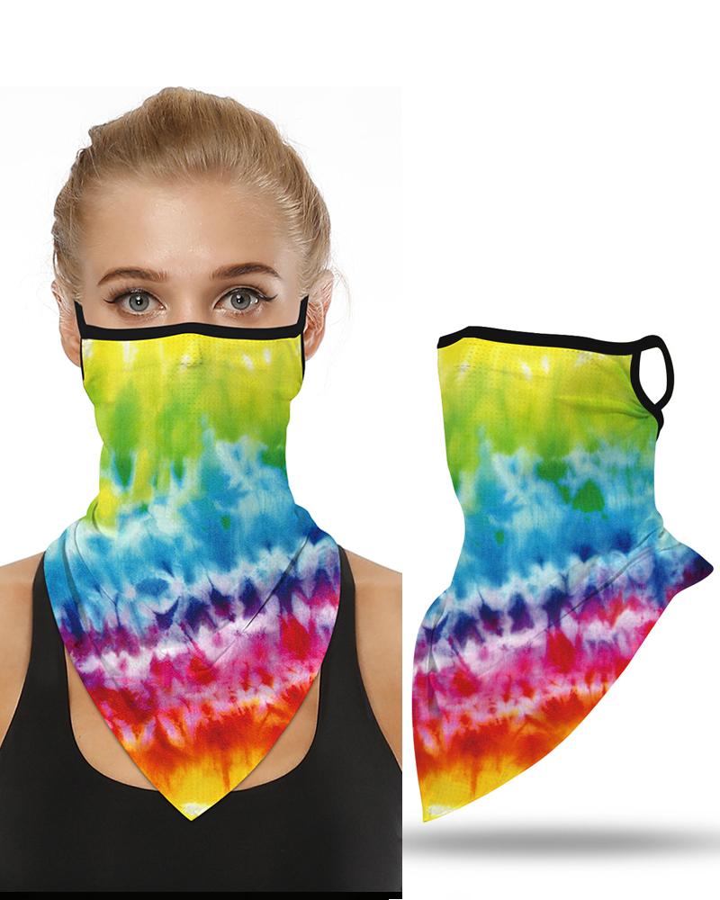 

Tie Dye Print Breathable Ear Loop Face Cover Bandana Windproof Motorcycling Dust Outdoors, Multicolor