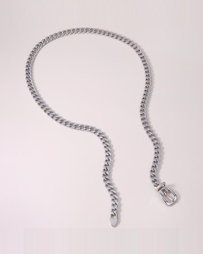 

Creative Solid Color Tassel Chain Belt, Silver